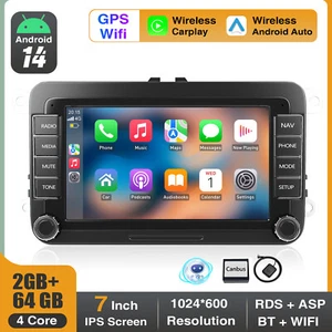 7" Android 14 Carplay Autoradio GPS NAVI RDS 2+64G Für VW GOLF 5 6 Passat Touran - Bild 1 von 14