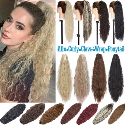 Thick Ponytail Clip In Hair Extensions Long Natural Pony Tail One Piece as Real - Image 1 of 4