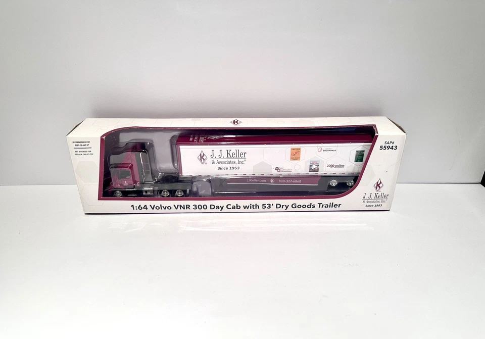 DCP J.J. Keller Volvo VNR 300 Day Cab With 53' Dry Good Trailer 1:64 Scale Truck - Image 1 of 4