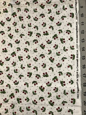 Mary Engelbreit 1/2 ярда 44 «ширина вишневый белый хлопок ткани новый - Изображение 1 из 3