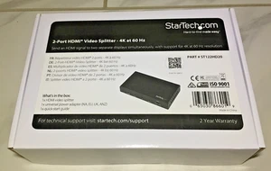StarRTech 2-port HDMI Video Spitter-4k at 60Hz, ST122HD20, Black, New - Picture 1 of 9