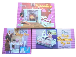 Combo MUEBLES CASA MUÑECAS GLORIA Belleza Dormitorio (9314)+Comedor (94011)+Chimenea - Imagen 1 de 6