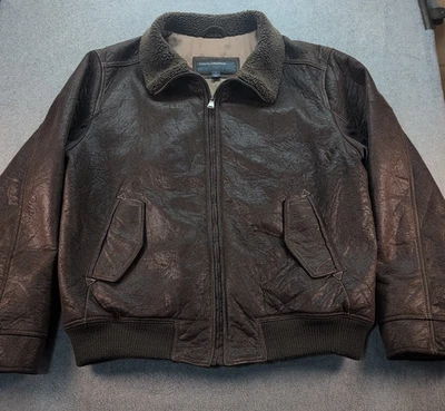 Perry Ellis Portfolio Mens XL Brown Bomber Jacket Faux Suede Cotton Blend Liner - Image 1 of 4
