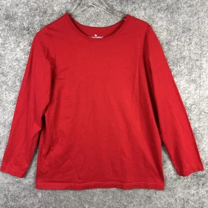 Woman Within Shirt Damen Medium 14/16 rot Langarm Pullover Rundhalsausschnitt Baumwolle - Bild 1 von 10