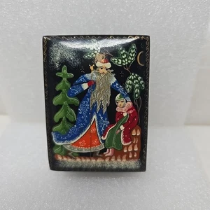 Russian Morozko Lacquer Trinket Box Hand Painted Palekh Nanex Father Frost Tale - Picture 1 of 17