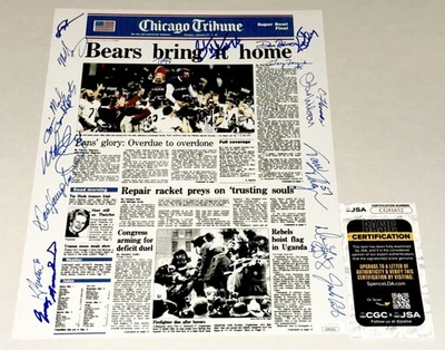 Chicago Bears 1985 Super Bowl Champs equipo firmado 11x14 foto 18 Sigs JSA Foto 1 de 2