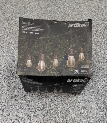 Artika Solar Blaze Outdoor String Lights 42ft 20 LED Bulbs Matte Black - Image 1 of 2