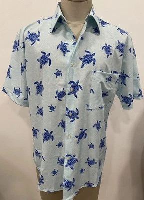 Weekender sportswear beach button down Top Blue turltle print SZ medium - Image 1 of 4
