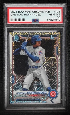 2021 Bowman Chrome Prospects Mega Box Mojo Refractor Cristian Hernandez PSA 10 - Image 1 of 2