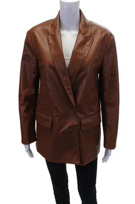 Zara Womens Single Button V-Neck Faux Leather Short Trench Coat Brown Size S - Image 1 of 4