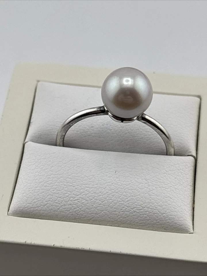 AUTÉNTICO ANILLO TROLLBEADS Rosa PERLA PLATA ESTERLINA Talla 7 #448 Foto 1 de 4