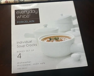 Everyday White Porcelain Soup Bowls With Lids-DishwasherOvenMicrowaveSafe - Picture 1 of 10
