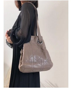 Christian Dior Cannage Patent Leather Shoulder Bag Beige with D.I.O.R. Charm - Picture 1 of 12