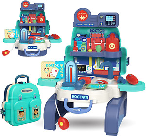D-Fantix Kids Doctor Kit 23Pcs Doctor Kit Pretend Playset with Backpack 3 in 1
