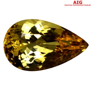 3.08 ct AIG Certified Pear Cut (12 x 7 mm) Orange Yellow Imperial Topaz Stone - Picture 1 of 4