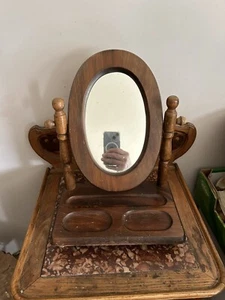 Ancien Miroir Coiffeuse Ou Barbiere De Table - Foto 1 di 9