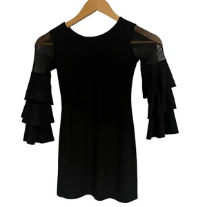 Udtfashion Dress Girls Size 7 Black Party Dress w/ Tiered Sheer Sleeve - Picture 1 of 3