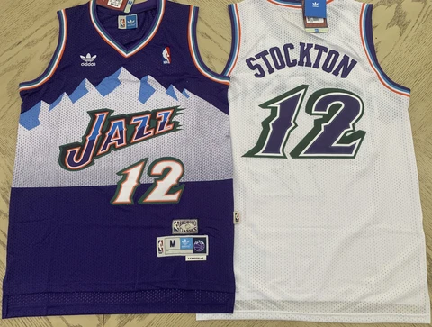 ⭐NEW Utah JAZZ John Stockton Jersey Rare Throwback Hardwood Classic STITCHED #12 Cover