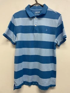 IZOD MENS SS POLO SHIRT WITH STRETCH IN BLUE STRIPE SIZE S BNWOT (S123) - Picture 1 of 7