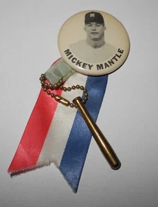 1950's Baseball Mickey Mantle New York Yankees World Series Souvenir Button Pin - Picture 1 of 2