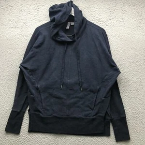 Sweaty Betty Velour Sweatshirt Hoodie Womens Size 0-2 Oversized Drawstring Navy - Picture 1 of 6