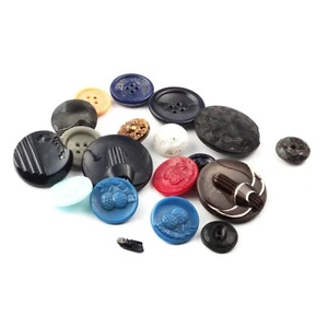 Lot (16) Vintage Czech Deco Scarab beetle geometric fruit picture glass buttons - Picture 1 of 2