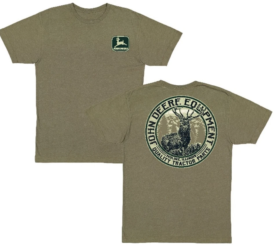 NEW John Deere Olive Green Circle Buck Quality Equipment T-Shirt  Size M L 2X 3X - Image 1 of 1