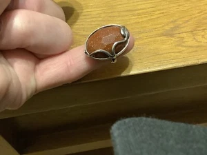 VINTAGE STERLING SILVER & GOLD STONE RING SIZE O & HALF - Picture 1 of 7