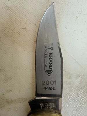 Винтажный складной нож Boker Tree марки Solingen Германия с ручкой из нержавеющей стали и дерева - Изображение 1 из 3