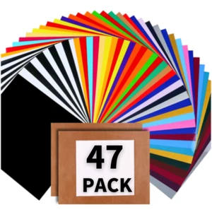 Heat Transfer Vinyl for T-Shirts 12"x10" 47 Sheets Iron On Vinyl HTV Bundle US - Picture 1 of 12