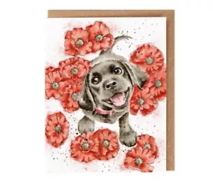 Tarjeta de semillas de cachorro Wrendale Designs 'Poppy Love', tarjeta de felicitación con semillas silvestres - Imagen 1 de 1
