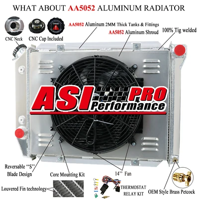 4-Row Radiator+Shroud Fan For 1967-1968 Ford Galaxie Thunderbird Mercury Marquis Foto 1 de 4