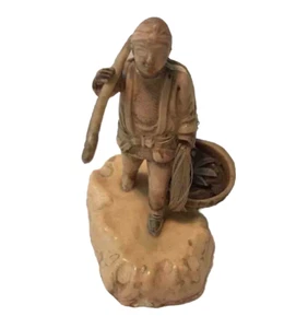 Vtg 40’s Japan Resin/Plastic Figure,Man Fishing,Basket,Small Standing Figurine - Picture 1 of 8
