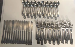 Update Stainless Shelley Shell pattern 51 Pc Set Dinner Forks Spoons Knives - Picture 1 of 6