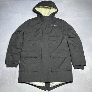 Eddie Bauer Black Goose Down Fill Sherpa Lined Parka Jacket Kids Medium 10/12 - Picture 1 of 15