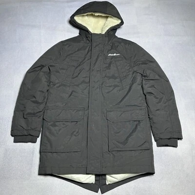 Chaqueta Parka Eddie Bauer Negra Plumón de Ganso Relleno Sherpa Forrada Niños Mediana 10/12 Foto 1 de 4