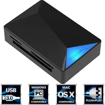 Sabrent USB 3.0 S-Speed 4-slot Memory Card Reader CF MMC SDXC MS PC/ MAC CR-BMC3 - Image 1 of 4