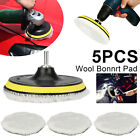 5Pcs 6" Buffing Polishing Pad Wool Wheel Mop Kit For Car Polisher Drill Adapter