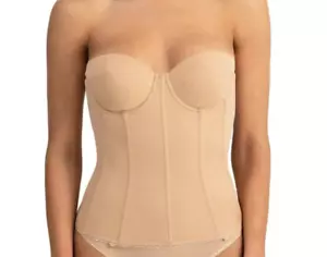 Dominique Brianna Low Back Trägerloser Longline BH Korsett Gr.44F Mokka 8980 - Bild 1 von 15