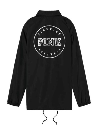 UNDERCOVER Nuovo con etichetta! Giacca Coach Victoria's Secret ROSA Snap Front Nera Taglia Media