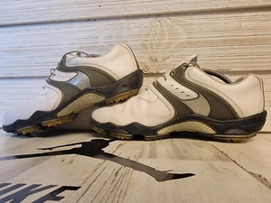 FOOTJOY FJ 11 M DRYJOYS Tech 3672 White Gray Saddle Men's Golf Shoes - Picture 1 of 7