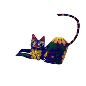 Hand Painted Oaxacan Alebrije Cat Figurine By Pepe Santiago Multicolor Folk Art - Picture 1 of 8