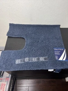 Nautica J-Class Reversible Bath Rug Navy Dark Blue 20x24" Contour Bleach Safe - Picture 1 of 3