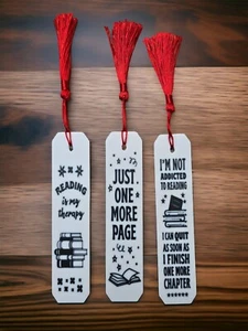 Cute Tassel Bookmarks (Set of 3) – 'Born to Read, Forced to Work' – Fun & Unique - Picture 1 of 9