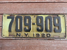 1920 New York  License Plate 709 909 