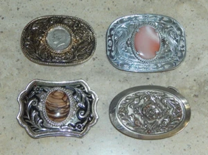 Vintage Lot 4 Western Belt Buckles Inlay 1971 JFK Kennedy Half Dollar & Stones - Picture 1 of 11