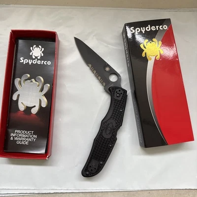 Spyderco Endura 4 Black Combo Edge VG-10 Black FRN Handle C10PSBBK - Image 1 of 3