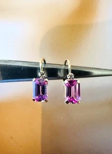 Estate 14K Yellow gold Pink Tourmaline Diamond Earrings - Picture 1 of 6