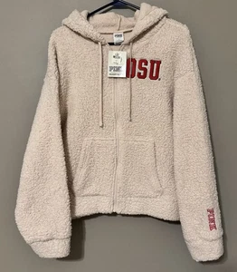 Victoria Secret PINK Collegiate Collection OhioState Sherpa-Jacke mit Kapuze LG neu mit Etikett - Bild 1 von 4