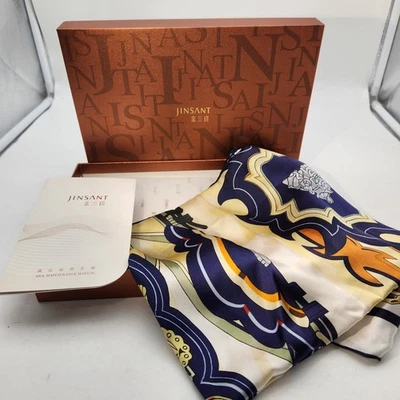 Jinsant Scarf 100% Grade 6A Mulberry Silk   Chinese Boxed 34.5" Sq Bridles  NWT - Image 1 of 4